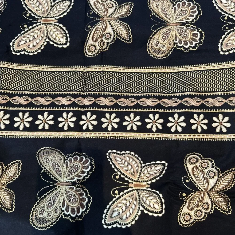 Metallic Lace Dover Hill Benartex Gold Floral Butterfly Cotton Quilting Fabric